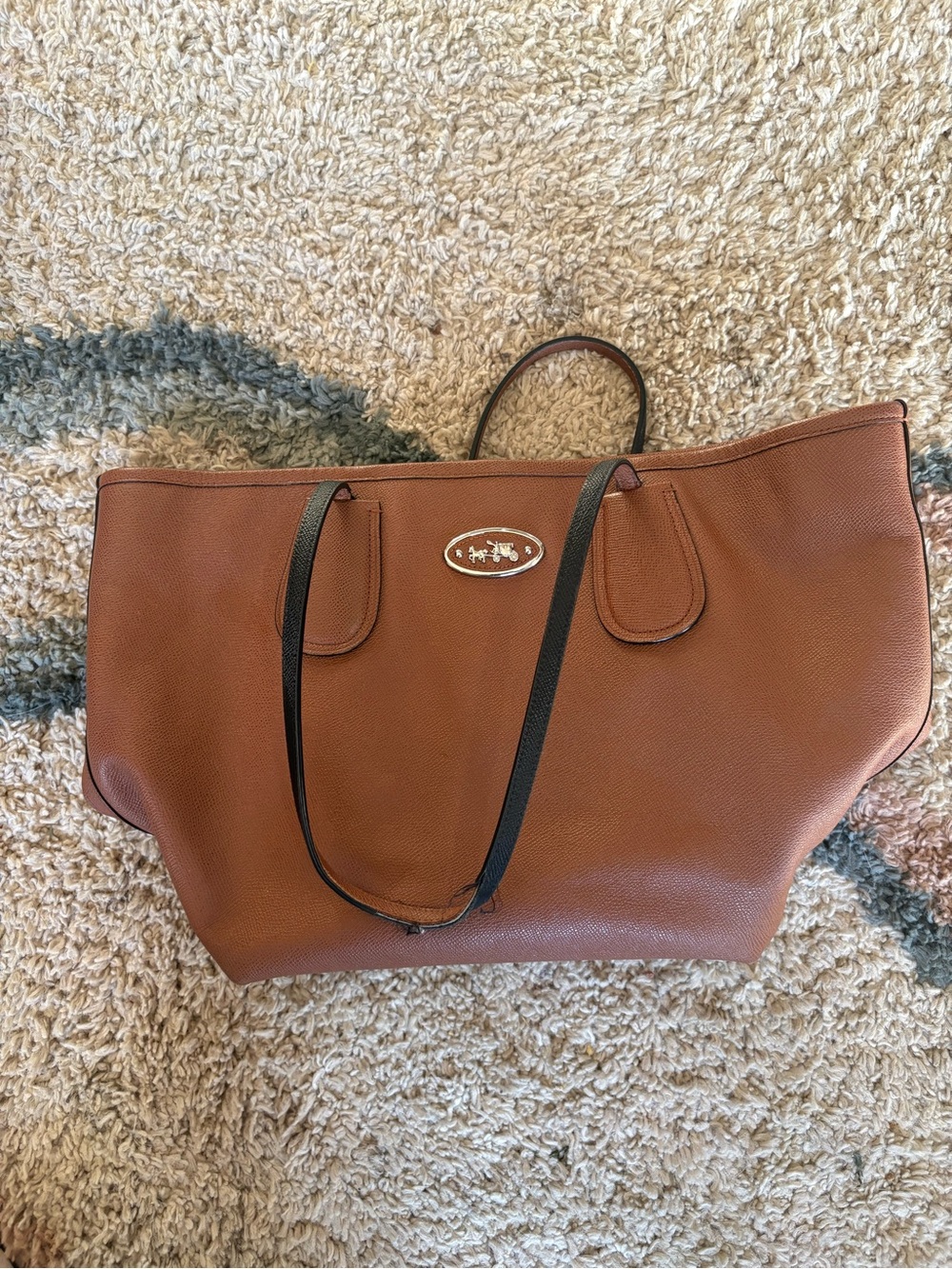Authentic Coach Brown Pebbled Leather Tote Bag